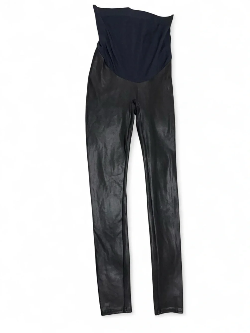 Maternity High-Waist Black faux leather Leggings - Picture 4 of 8